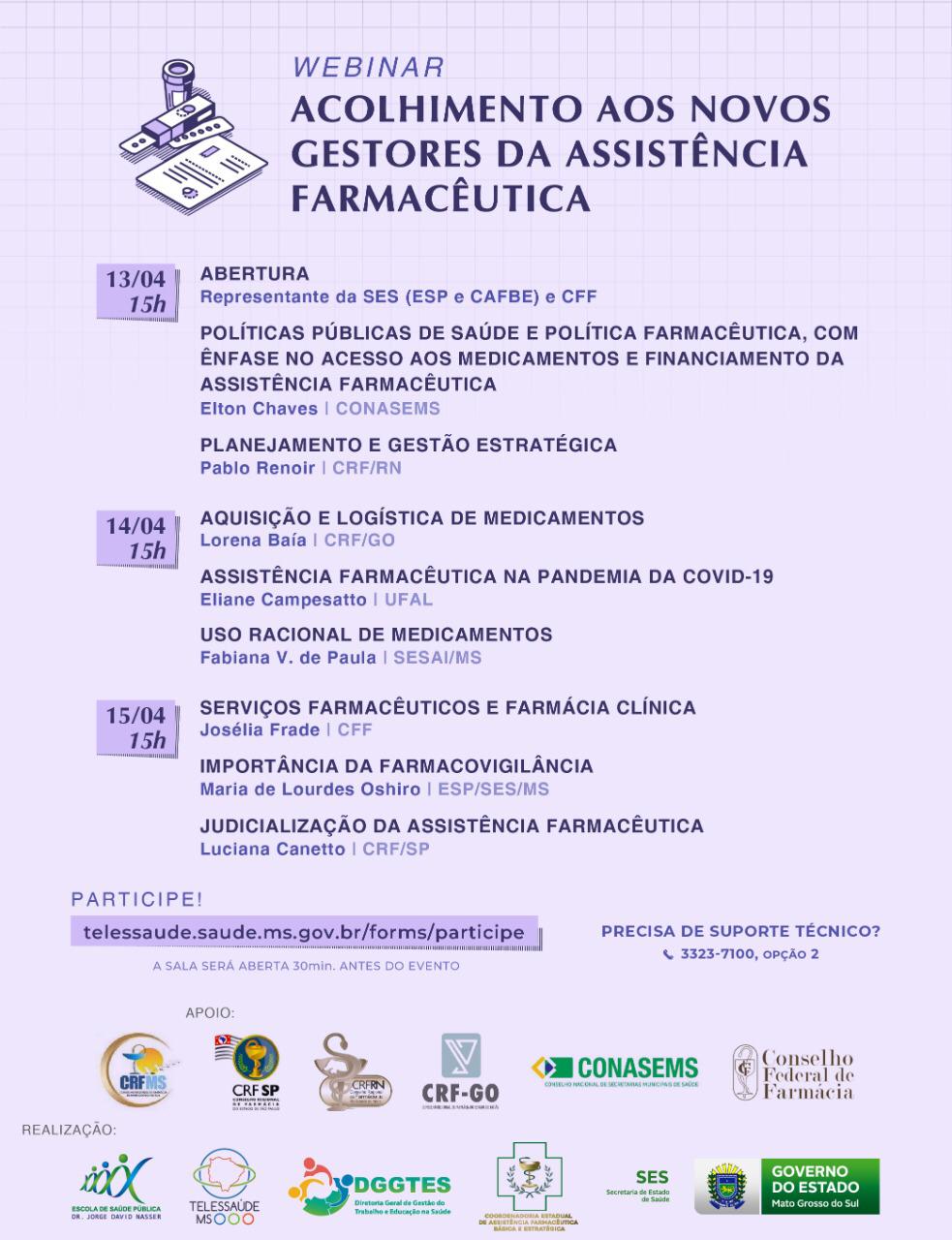 imagme: webinar acolhimento aos novos gestores da assistência farmacêutica.